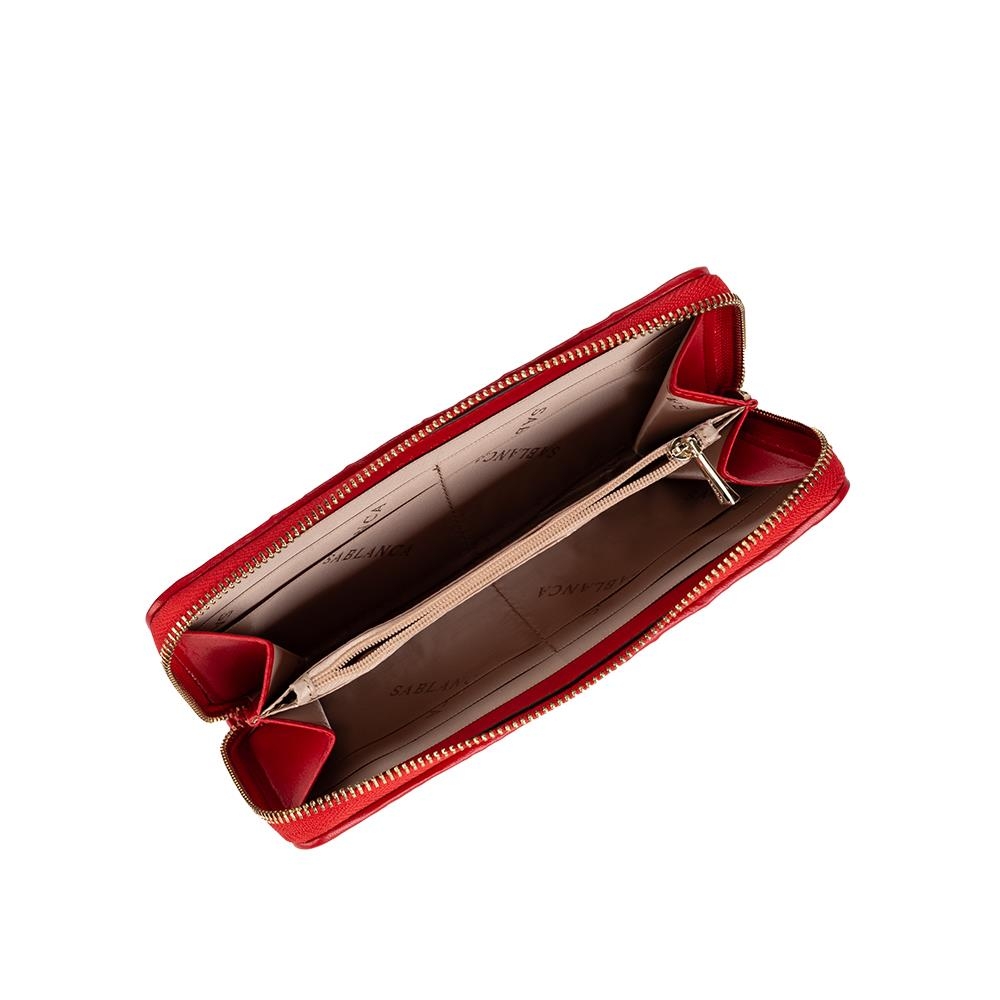 Ví cầm tay hoạt tiết dập chỉ Sablanca WA0154 - Đỏ