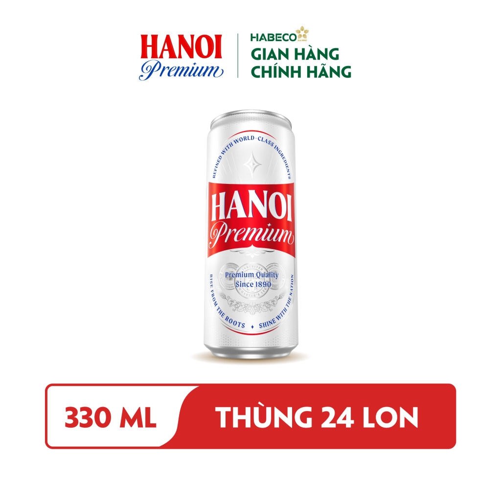[THÙNG 24 LON] Hà Nội Bia Premium Sleek Lon 330ml