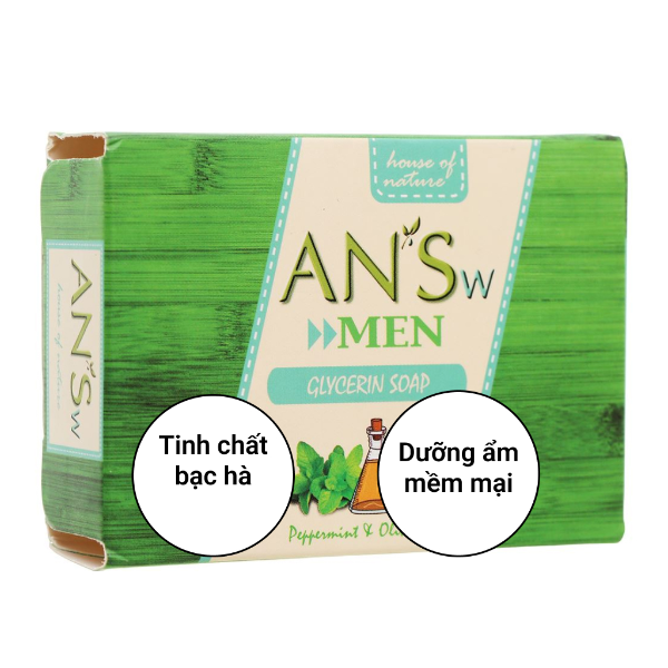 Combo 2 Xà phòng thiên nhiên bạc hà AN'Sw cho nam - Hộp 100g