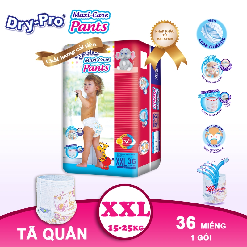 [Tặng 1 cây rửa bình Pur] Tã quần Drypro XXL36