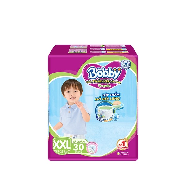 [Tặng 6 miếng] Tã/Bỉm quần Bobby siêu thoáng XXL30