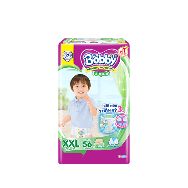 [Tặng 8 miếng] Tã/Bỉm quần Bobby siêu thoáng XXL56