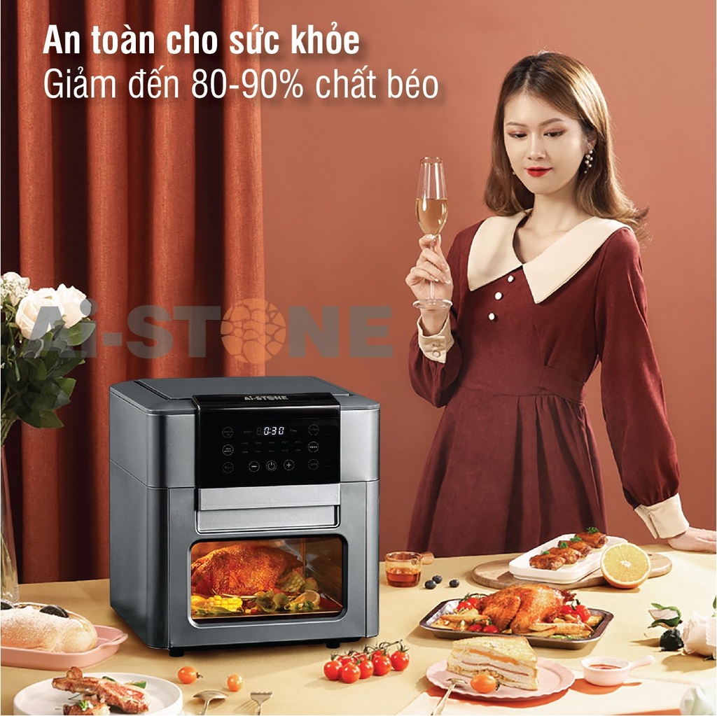 Nồi chiên không dầu Ai-Stone Ai-6800 - 12L - 1600W - Ghi xám