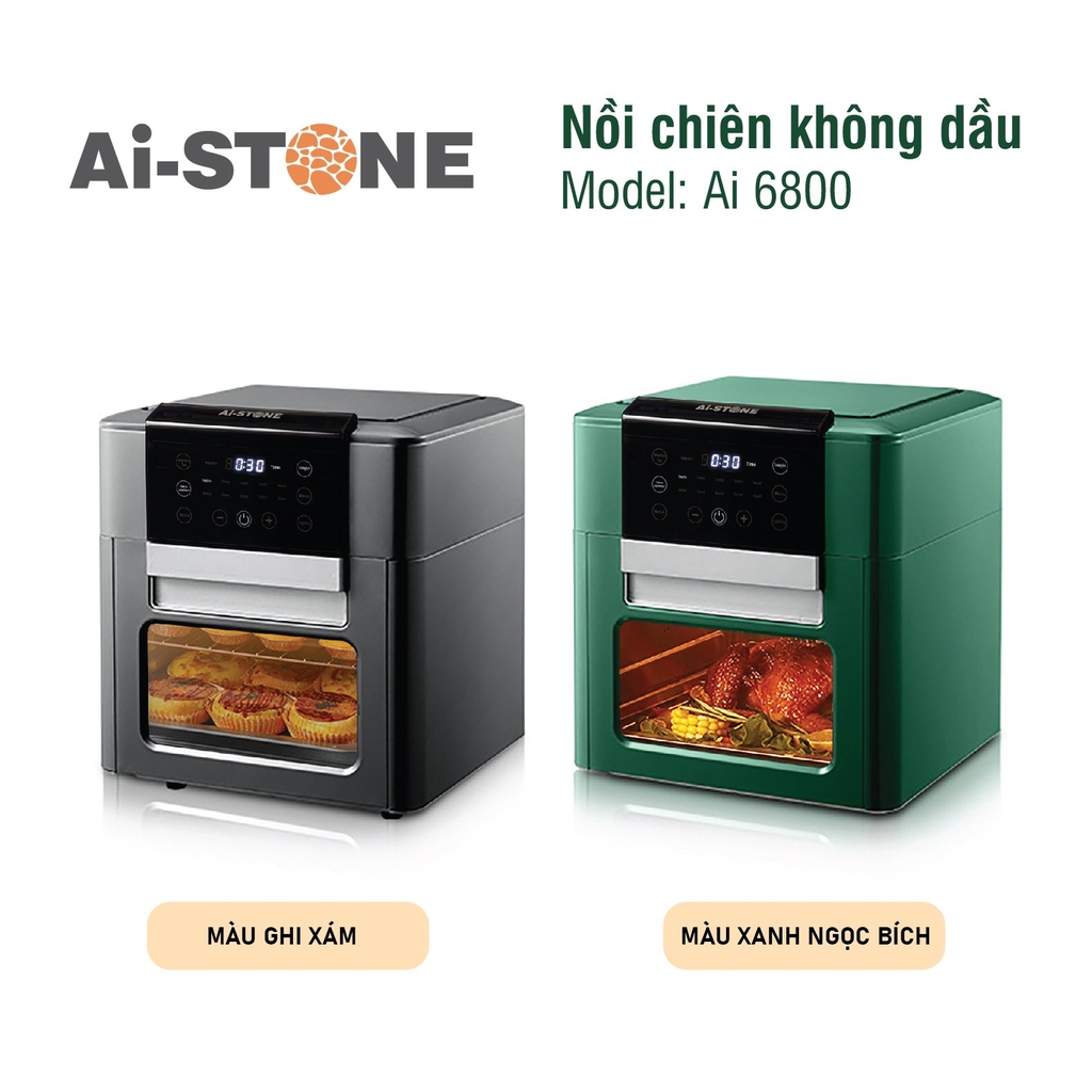 Nồi chiên không dầu Ai-Stone Ai-6800 - 12L - 1600W - Xanh ngọc bích