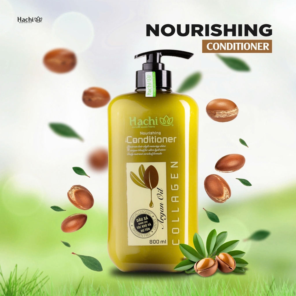 [Thùng 12 Chai] Hachi Dầu Xả Argan Phục Hồi Hư Tổn Chai 800ML_840173
