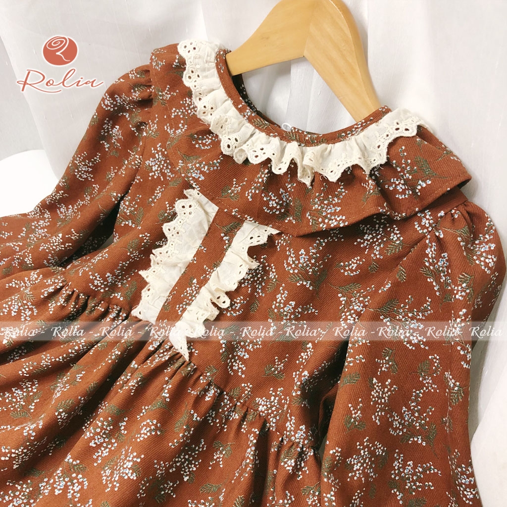 Mua Lyo Dress  Váy nhung hàn nơ cổ phối tay màu nâu  Tiki