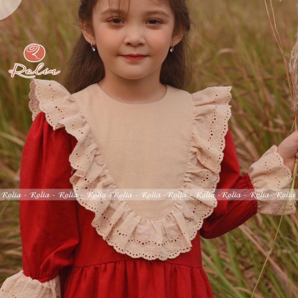 Đầm đỏ hoa nhí vàng xanh  Vintage Petals