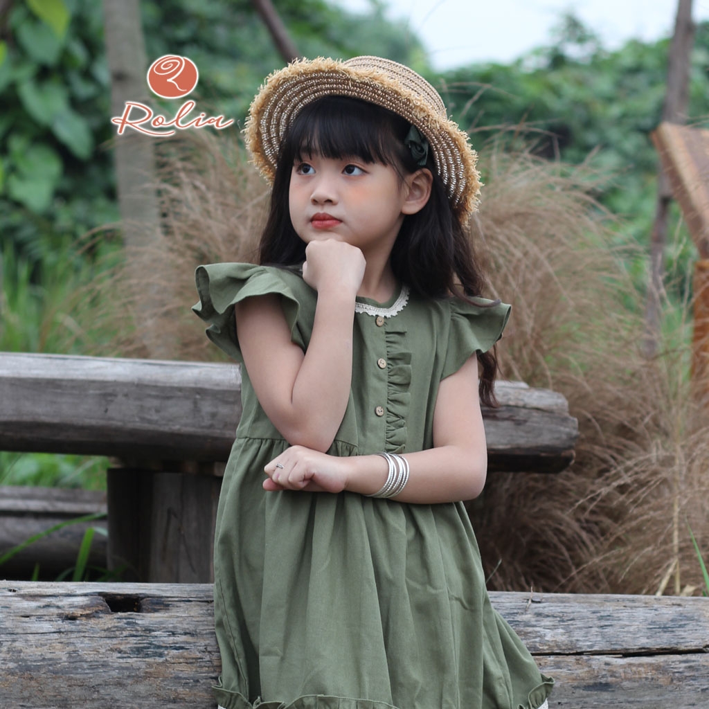 Váy đầm xanh rêu tầm ý tay lỡ tà dập ly  Quần Áo Xưởng May ANN