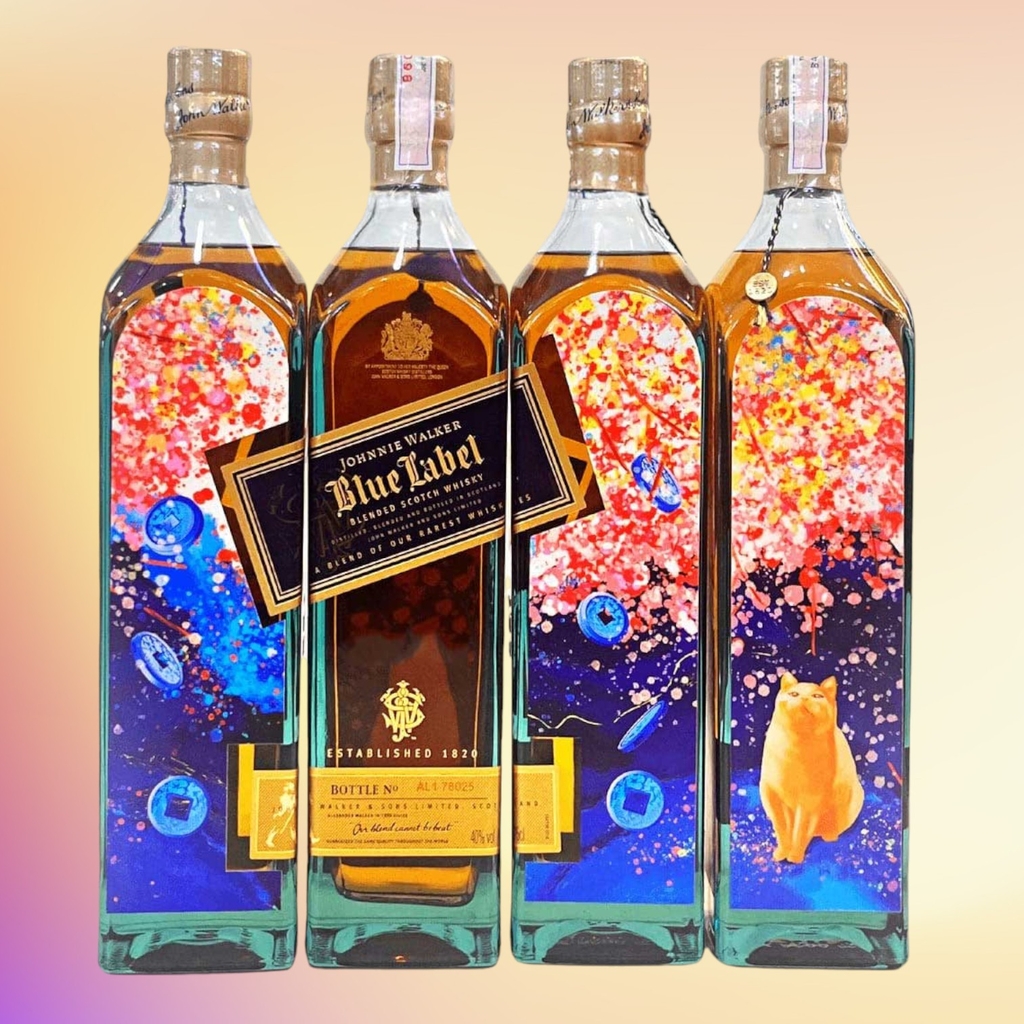 Rượu whisky pha trộn Scotland Johnnie Walker Blue Việt Nam Custom Xuân Đào Quý Mão