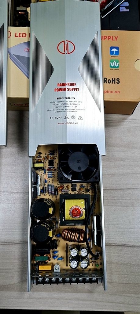 Nguồn ngoài trời DC 12V 1000W TOSPINO vỏ nhôm trắng