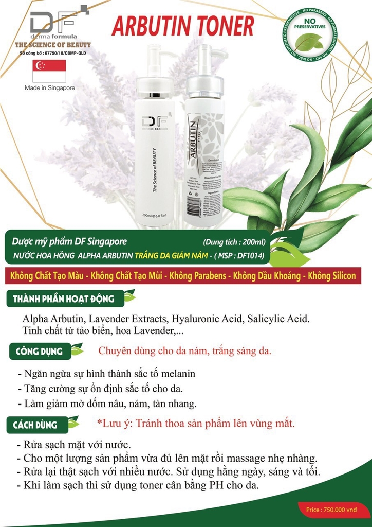 NƯỚC HOA HỒNG ALPHA ARBUTIN TRẮNG DA GIẢM NÁM