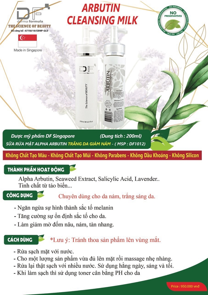 SỮA RỬA MẶT ALPHA ARBUTIN TRẮNG DA GIẢM NÁM