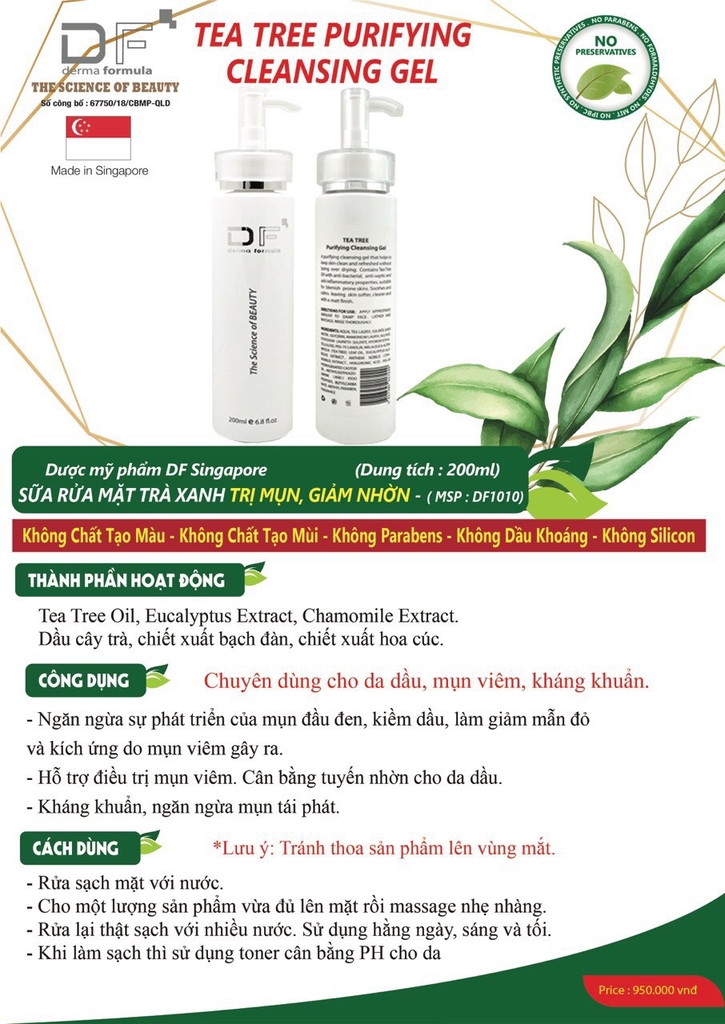 SỮA RỬA MẶT TRÀ XANH TRỊ MỤN, GIẢM NHỜN