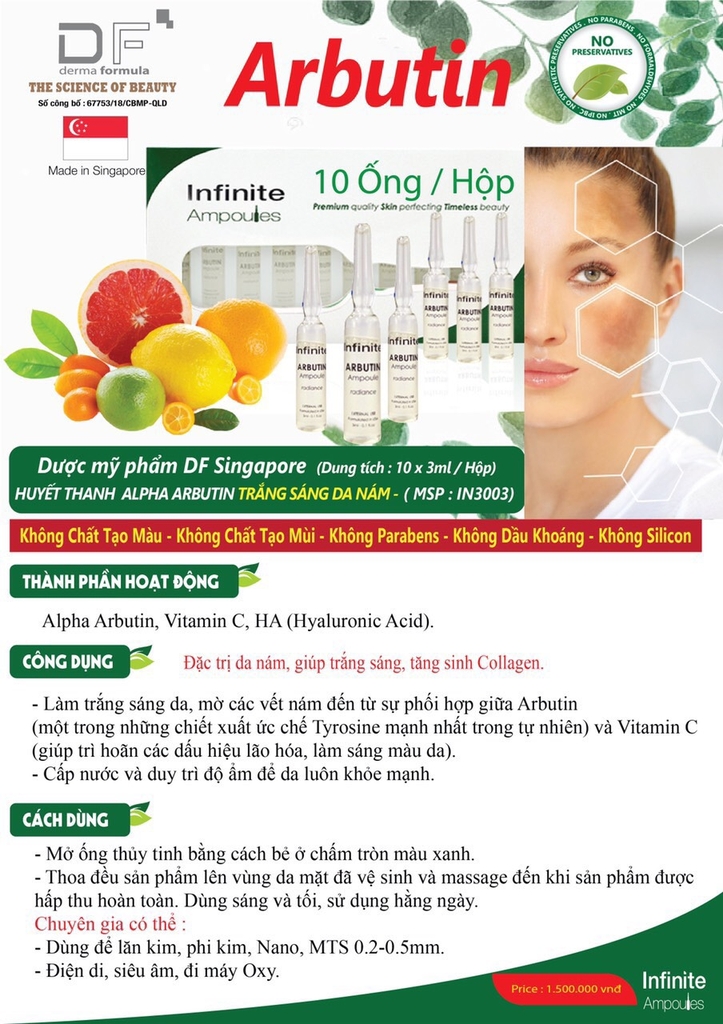 HUYẾT THANH ALPHA ARBUTIN TRẮNG SÁNG DA NÁM