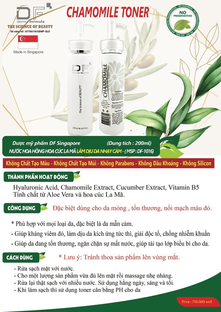 NƯỚC HOA HỒNG HOA CÚC LA MÃ LÀM DỊU DA NHẠY CẢM