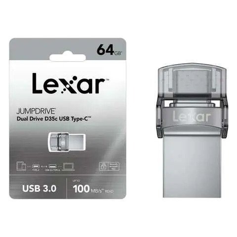 USB Lexar 64G JumpDrive Dual Drive D35C USB3.0 Type C (LJDD35C064G-BNBNG)