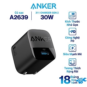 Adapter sạc nhanh Anker 313 GaN II 30W PIQ 3.0/PD/PPS - A2639
