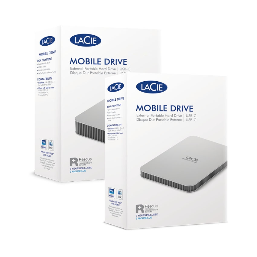 Ổ cứng di động 2TB USB-C USB 3.2 Gen1 LaCie Munich Mobile Drive Màu Bạc - STLP2000400
