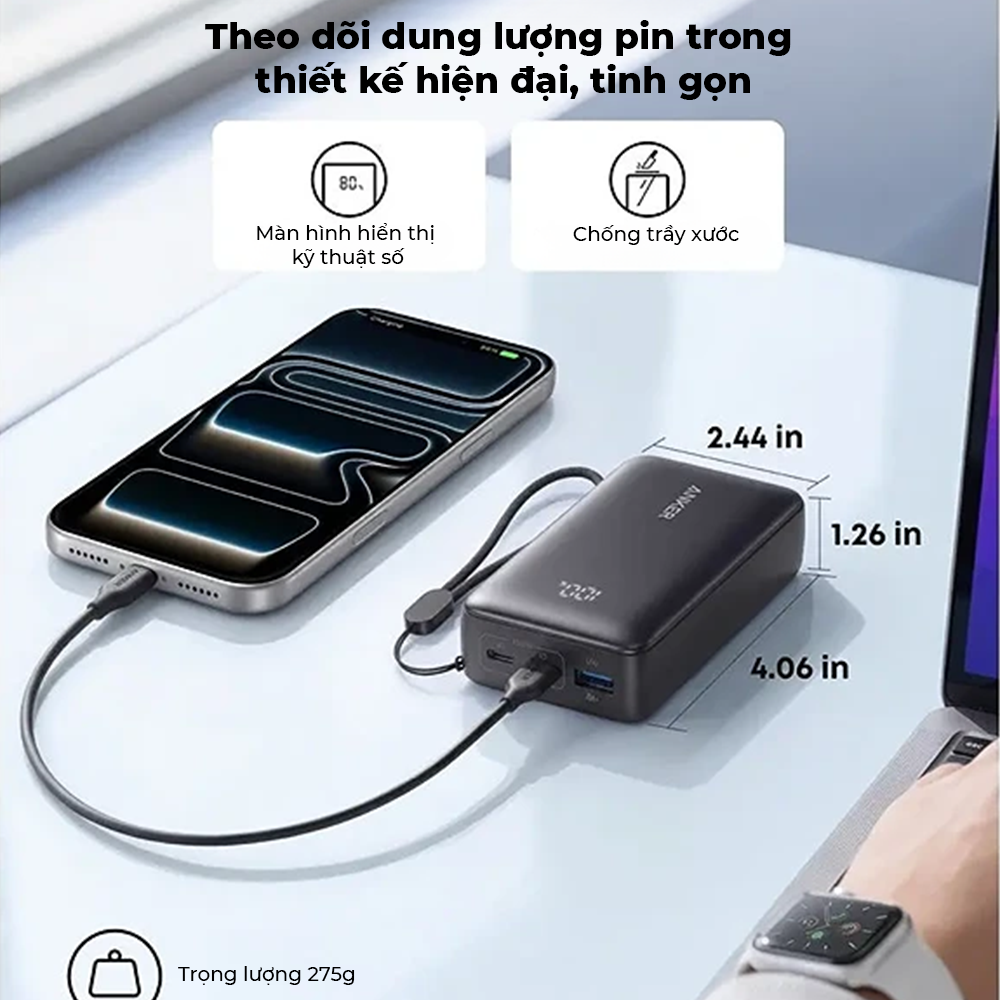 Pin Sạc Dự Phòng Anker Zolo 10000mAh 30W 2C1A (A110J)