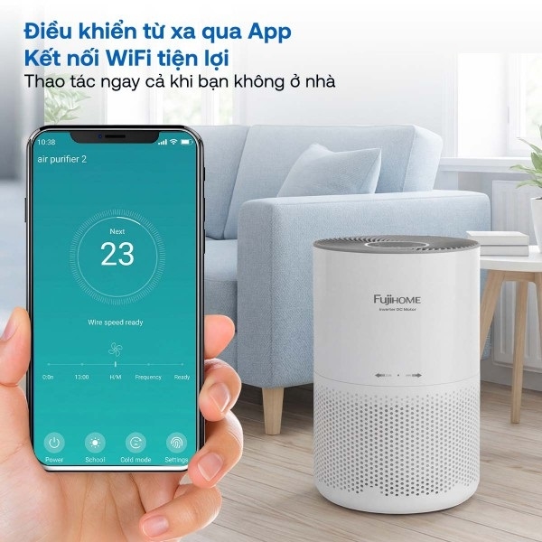 Máy lọc không khí Fujihome AP5COMPACT – WiFi, HEPA H13, nhỏ gọn cho phòng 30m²