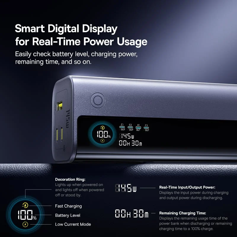 Pin Dự Phòng Baseus EnerGeek GR11 20000mAh 145W Kèm Cáp USB-C Dây Rút