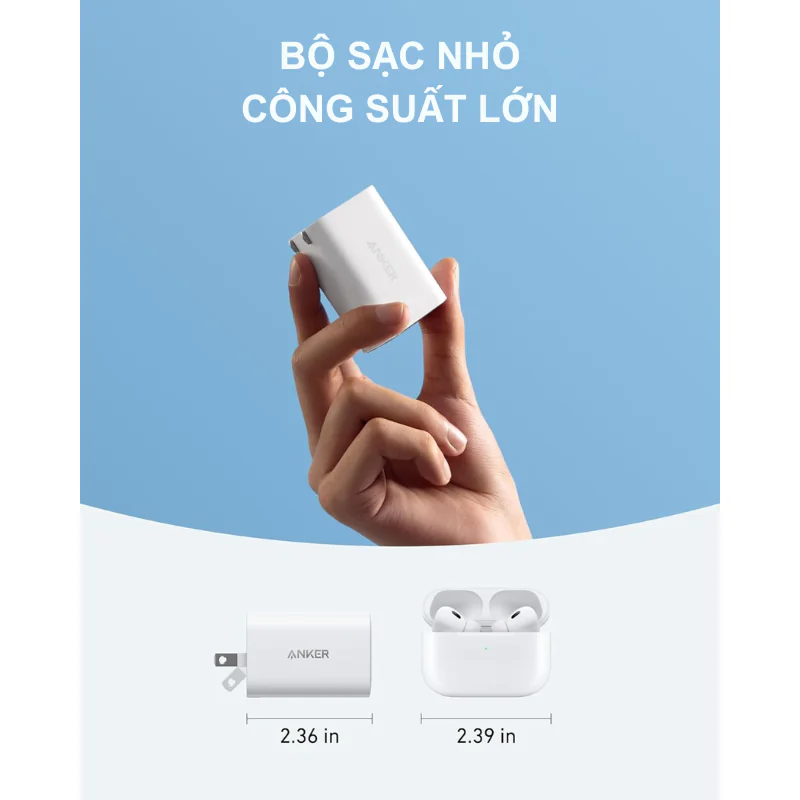 Bộ sạc 100W kèm cáp C to C Anker B2679 sạc nhanh điện thoại, laptop