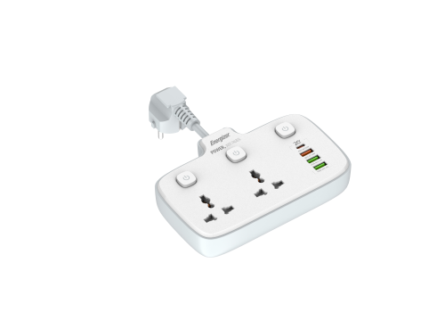 Ổ điện đa năng Energizer 2AC kèm 3USB-A và 1USB-C sạc nhanh PD (max 20W)