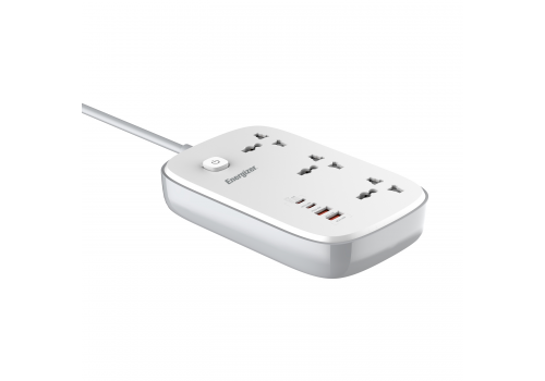 Ổ điện đa năng Energizer 3AC kèm 2USB-A và 2USB-C sạc nhanh PD (max 65W)