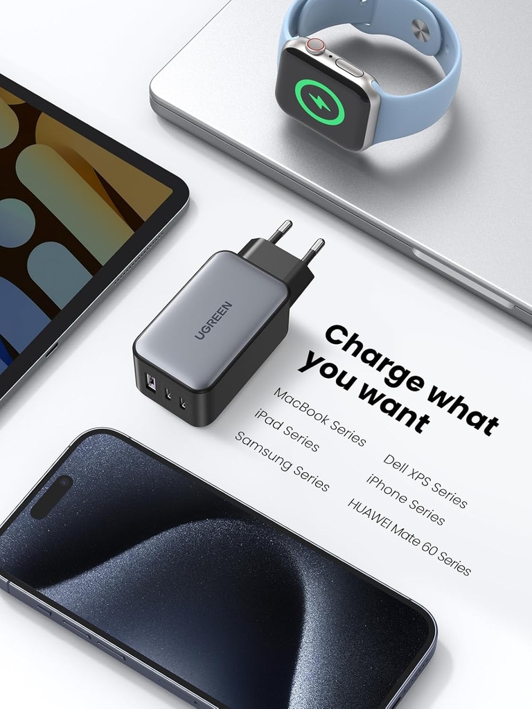 Adapter UGREEN sạc nhanh GaN 65W USB-C và USB-A