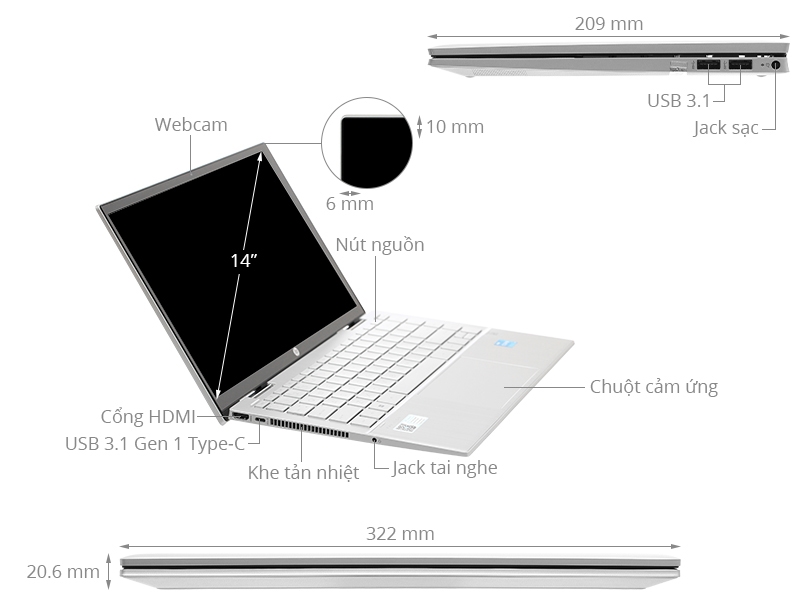 Laptop HP Pavilion X360 14-DY0172TU i3-1125G4/4GB/256GB/Win11 (4Y1D7PA)