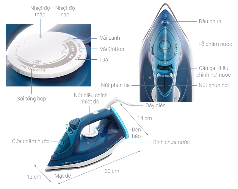 Bàn ủi hơi nước cầm tay PHILIPS DST3040/70 2600W