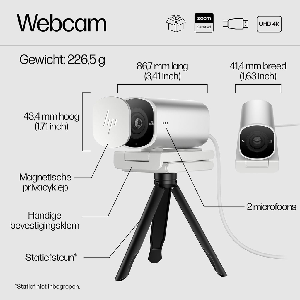 Webcam HP 960 4K Streaming – 4K UHD, AI Auto Framing, HDR, Micro kép