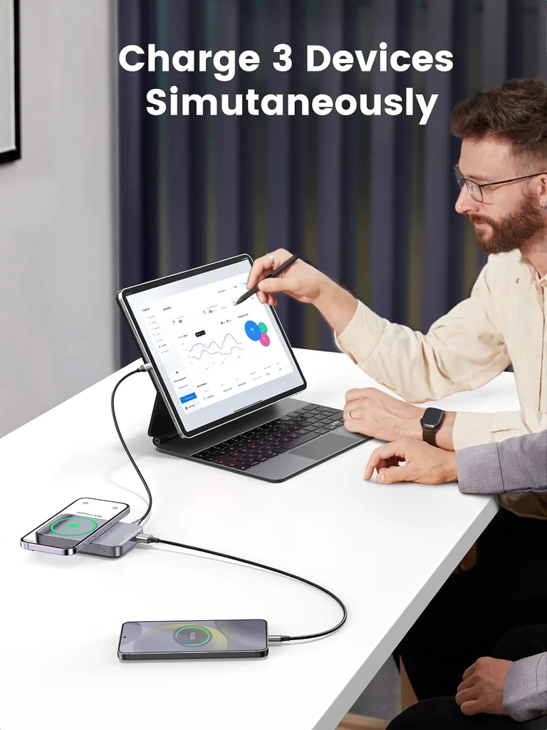 Pin sạc dự phòng Ugreen 10000mAh Không dây Magnetic Type C PD QC 3.0 20W PB206