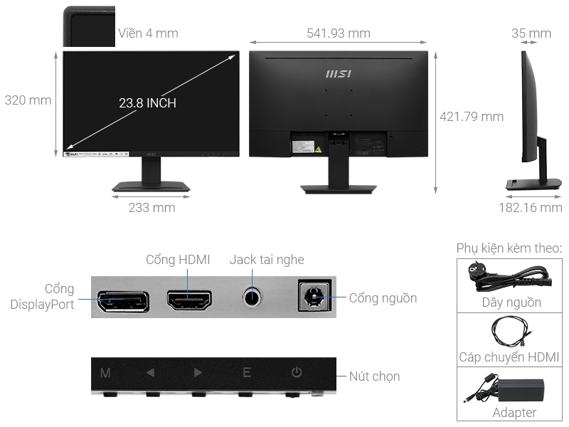 Màn hình MSI PRO MP243X 23.8 inch FHD/IPS/100Hz/4ms/HDMI