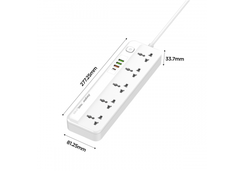 Ổ điện đa năng Energizer 5AC kèm 3USB-A và 1USB-C sạc nhanh PD (max 20W)