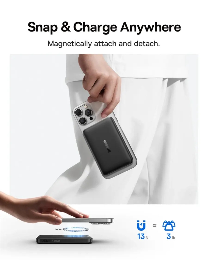 Pin Dự Phòng Baseus MagSafe EnerFill FM12 Qi2 10000mAh 22.5W Kèm Cáp USB-C