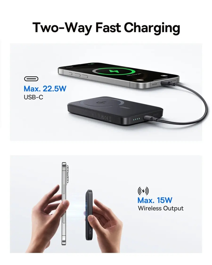 Pin Dự Phòng Baseus MagSafe EnerFill FM12 Qi2 10000mAh 22.5W Kèm Cáp USB-C
