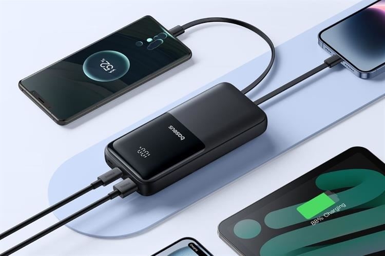 Pin Sạc Dự Phòng Baseus Lipow Dual-Cable 20000mAh 22.5W (Digital Display, With USB to C 3A 0.2m)