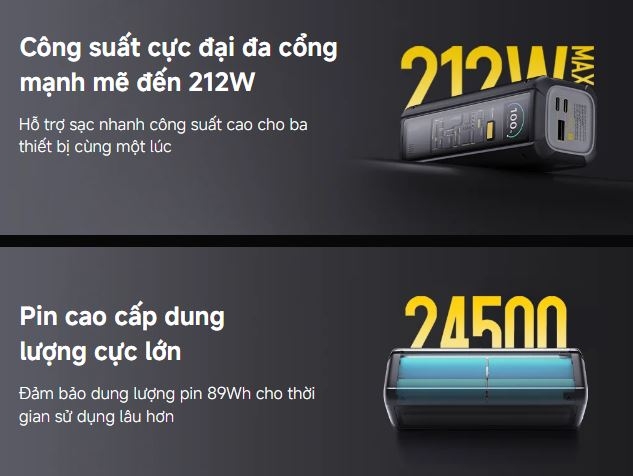 Pin Sạc Dự Phòng Xiaomi 212W HyperCharge Power Bank 24500mAh – Sạc Nhanh PD 3.1, Màn Hình Màu