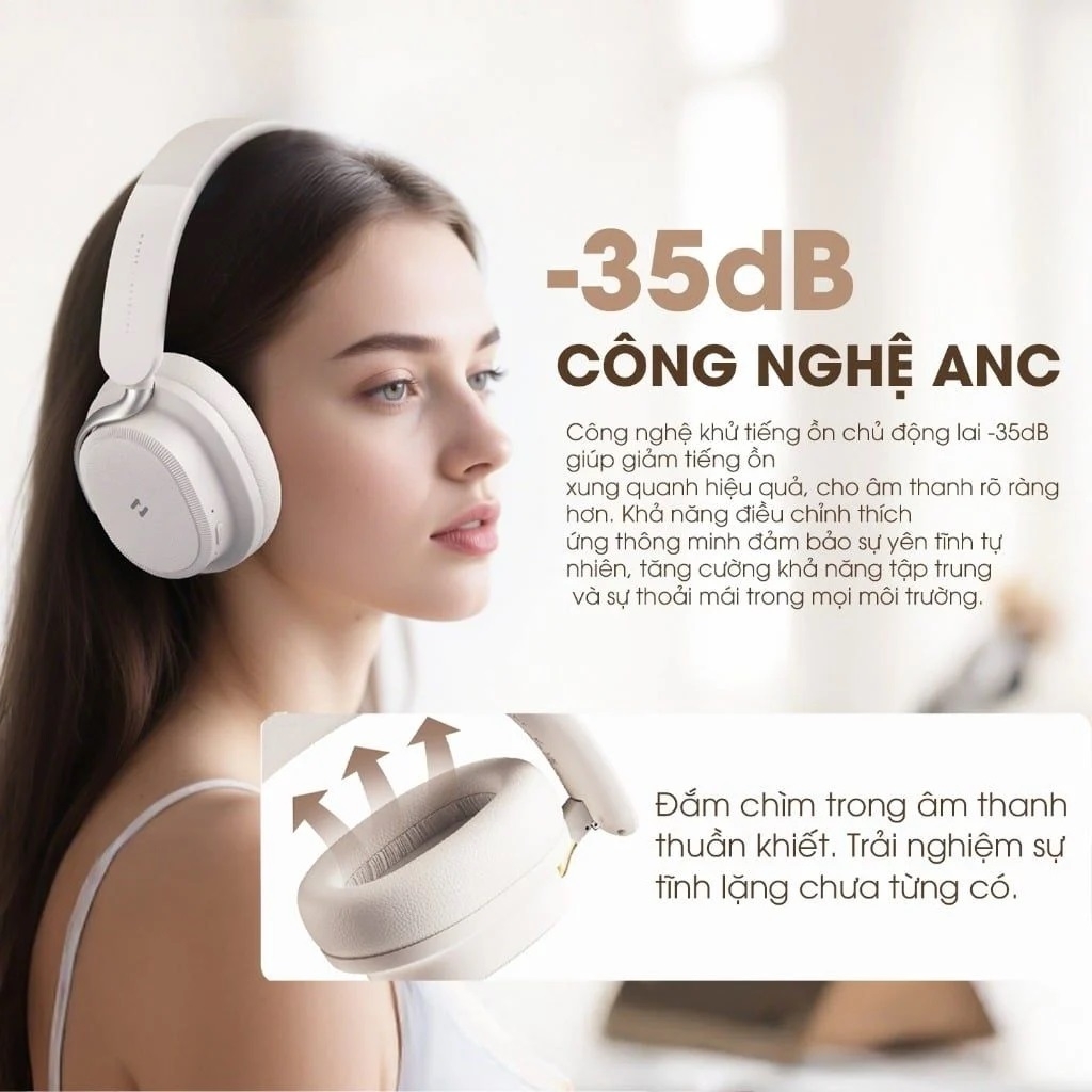 Tai Nghe Chụp Tai Không Dây HAVIT Space NC01H H635BT Hybrid ANC Bluetooth 6.0