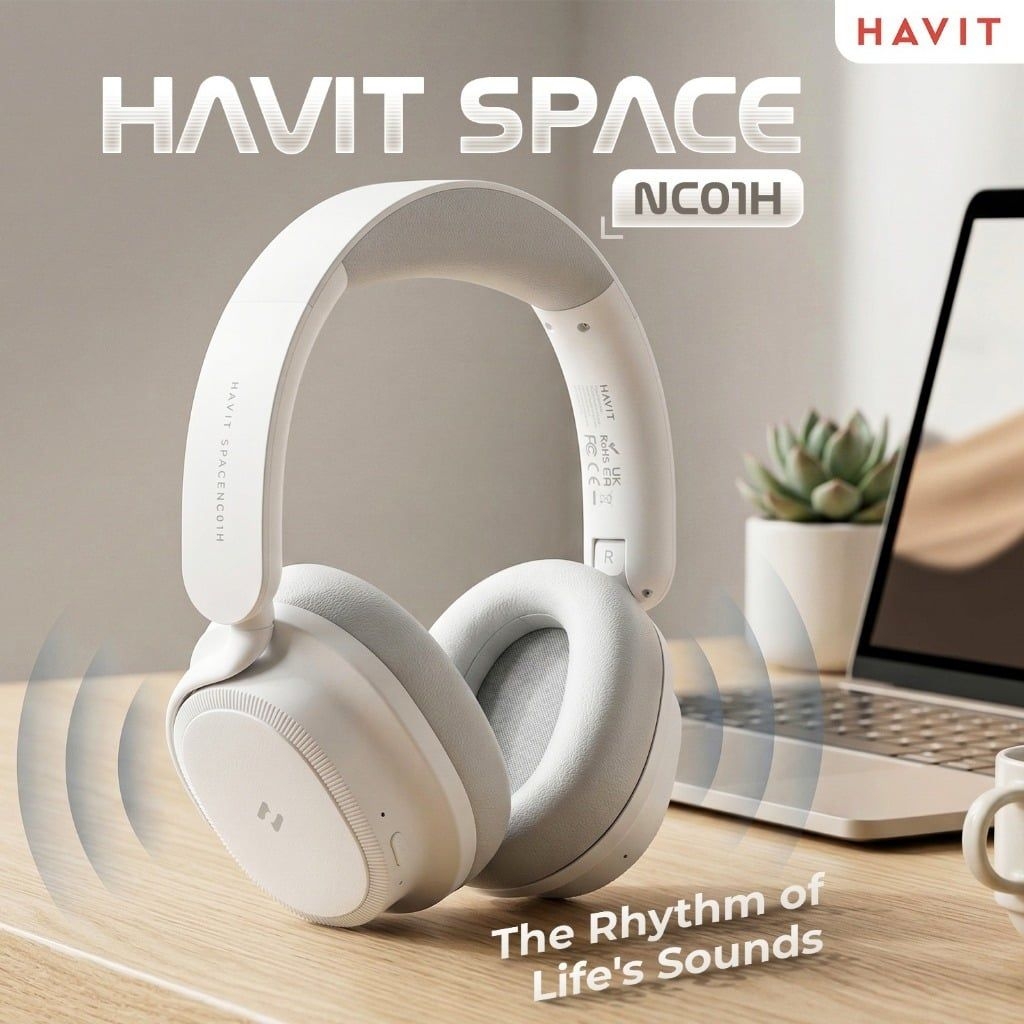 Tai Nghe Chụp Tai Không Dây HAVIT Space NC01H H635BT Hybrid ANC Bluetooth 6.0