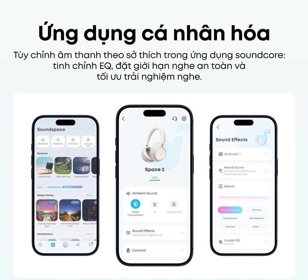 Tai Nghe Chụp Tai Không Dây Soundcore Space 2 – Chống Ồn ANC, Pin 70 Giờ, Bluetooth 6.1