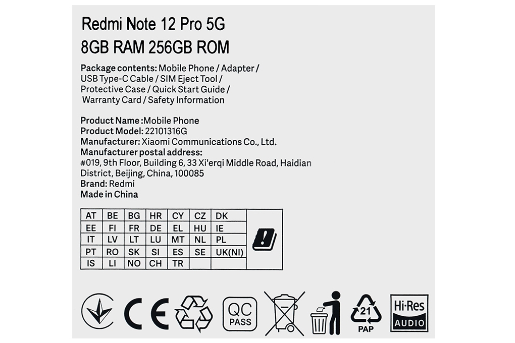 Điện thoại Xiaomi Redmi Note 12 Pro 5G (8GB-256GB)