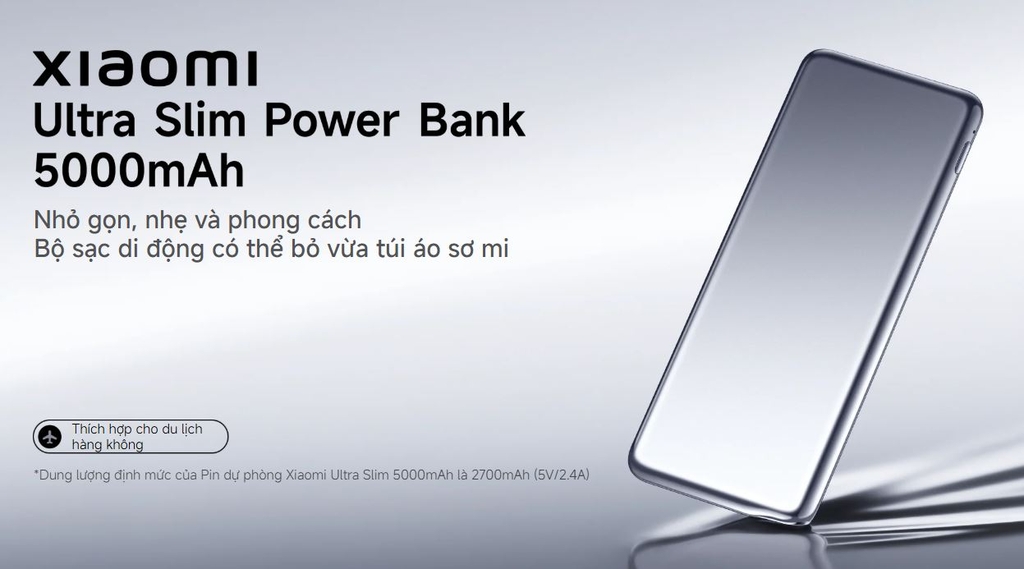 Sạc dự phòng Xiaomi Ultra Slim Power Bank 5000mAh BHR9624TH