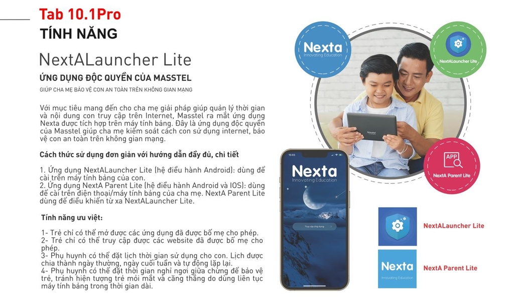 Máy tính bảng Masstel Tab 10.1 PRO 4Gb/64Gb - Hàng chính hãng