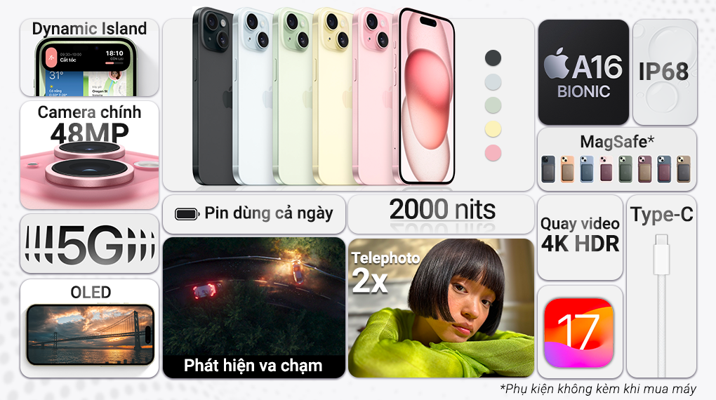 Điện thoại iPhone 15 Plus - Chính hãng VN/A