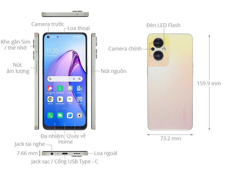 Điện thoại di động Oppo Reno 8Z 5G - Hàng chính hãng