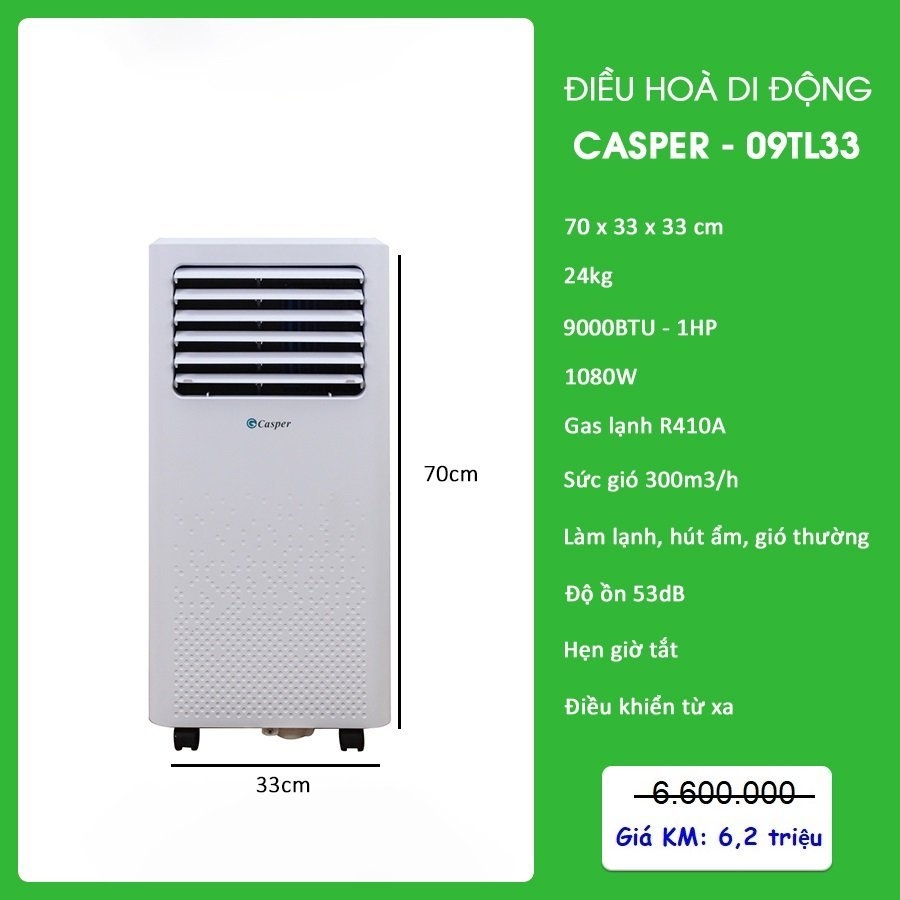 Điều hoà di động Casper 9000BTU