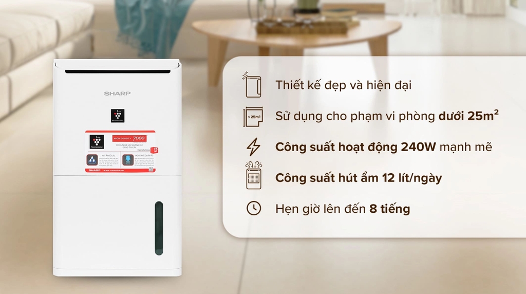 Máy hút ẩm 12L Sharp DW-D12A-W