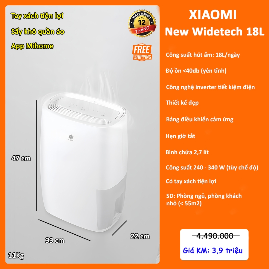 Máy Hút Ẩm Xiaomi New Widetech 18L